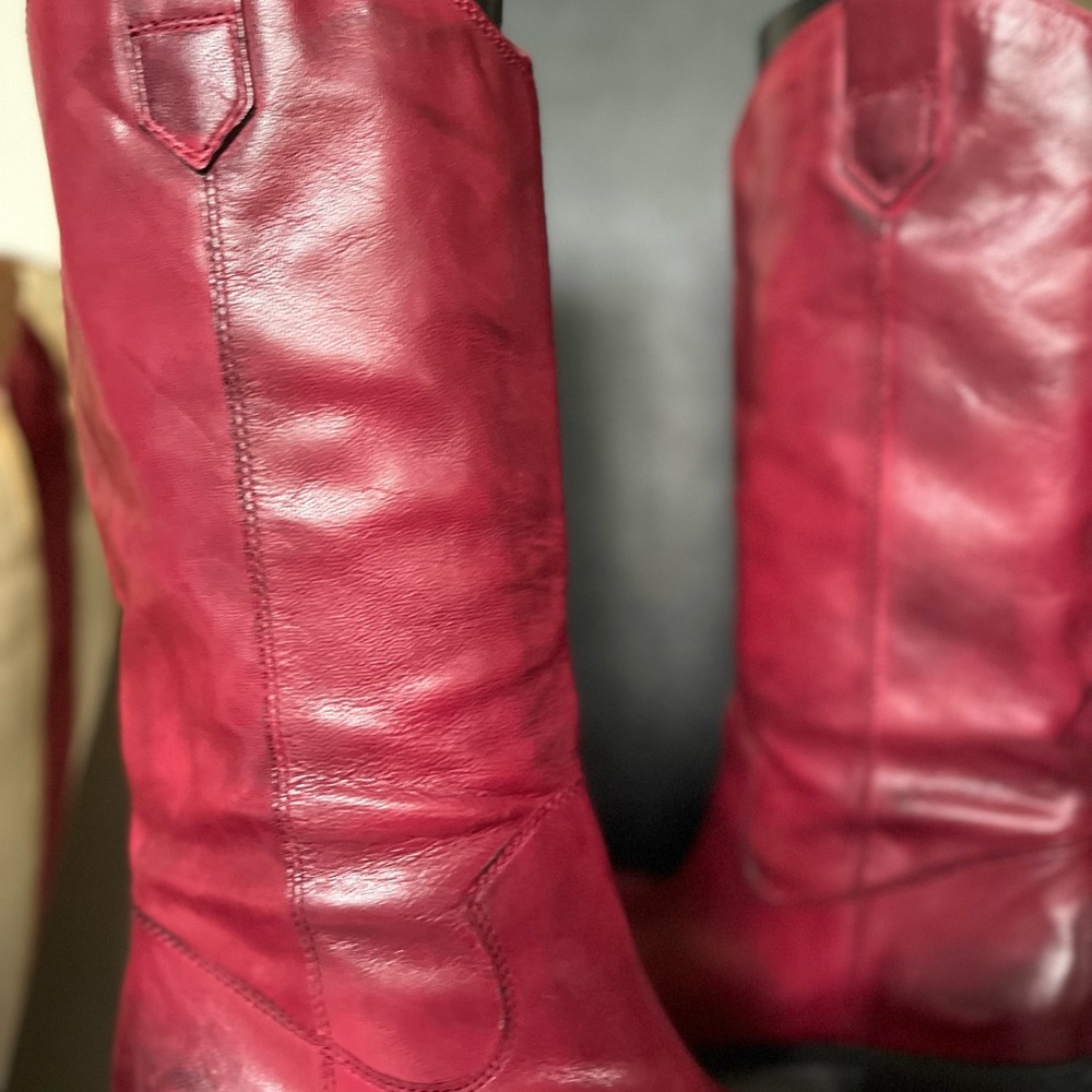 FRANCO SARTO WALINDA NWOT AUTHENTIC OXBLOOD RED SOFT LEATHER WESTERN BOOTS - Picture 8 of 16